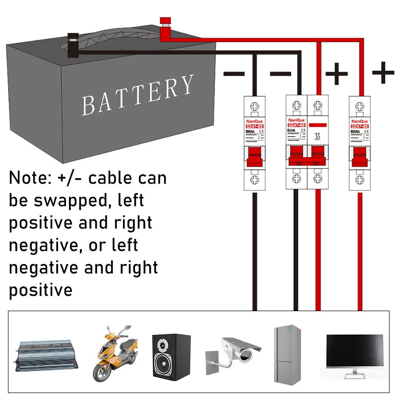 Circuit Breaker Battery Protect Switch Positive Negative Short Circuit 2P / Disjoncteur