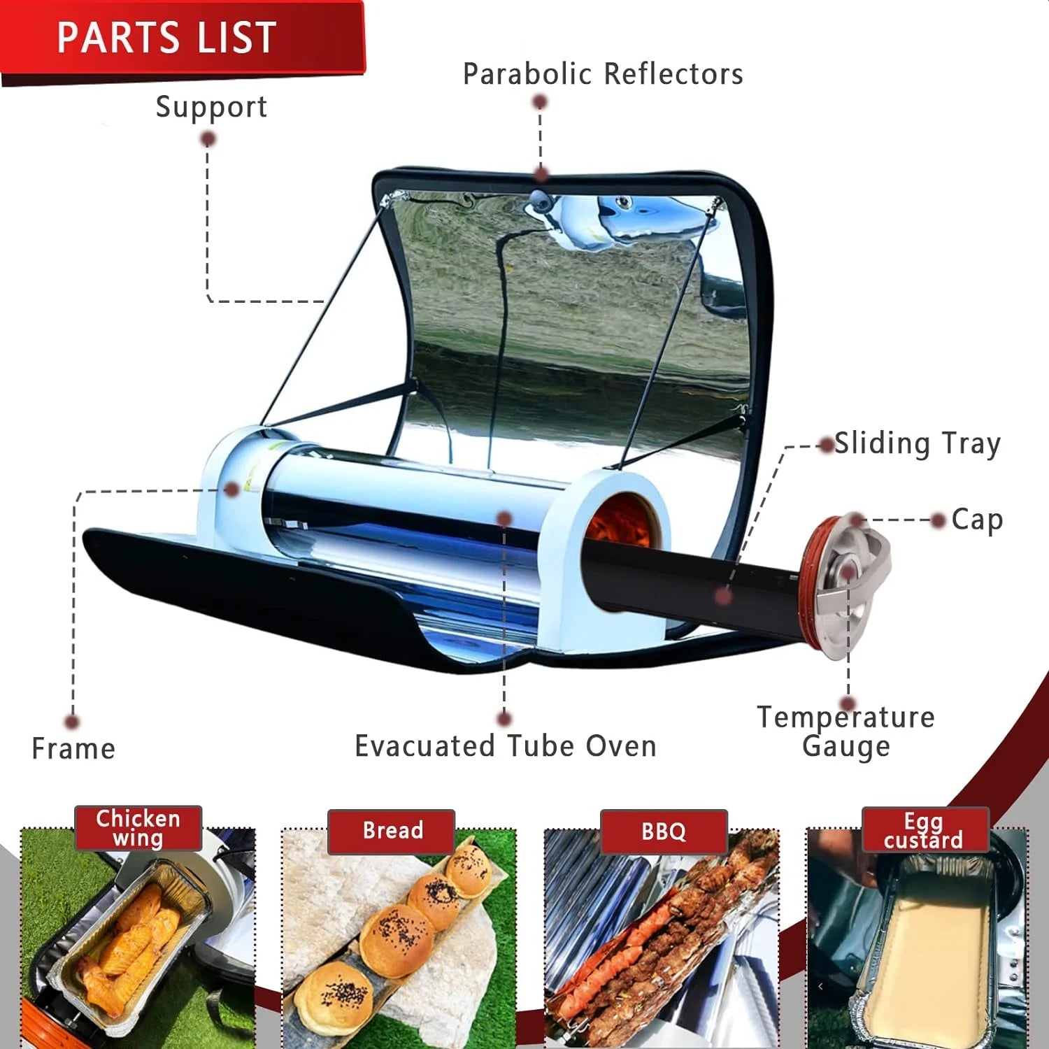 Portable Solar Oven Grill, 4.5L, BBQ Cooker Kit / Four solaire portable