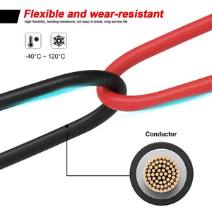 Solar Cable 10mm²/6mm²/4mm²/2.5mm² 8-14AWG, Black/Red, PVC Insulated for PV Panels