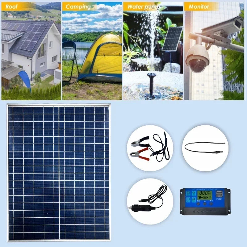 500W/12V Photovoltaic Solar Panel Kit for Home/Camping/RV/Car Charger / Panneau solaire polycrystalin 500 W