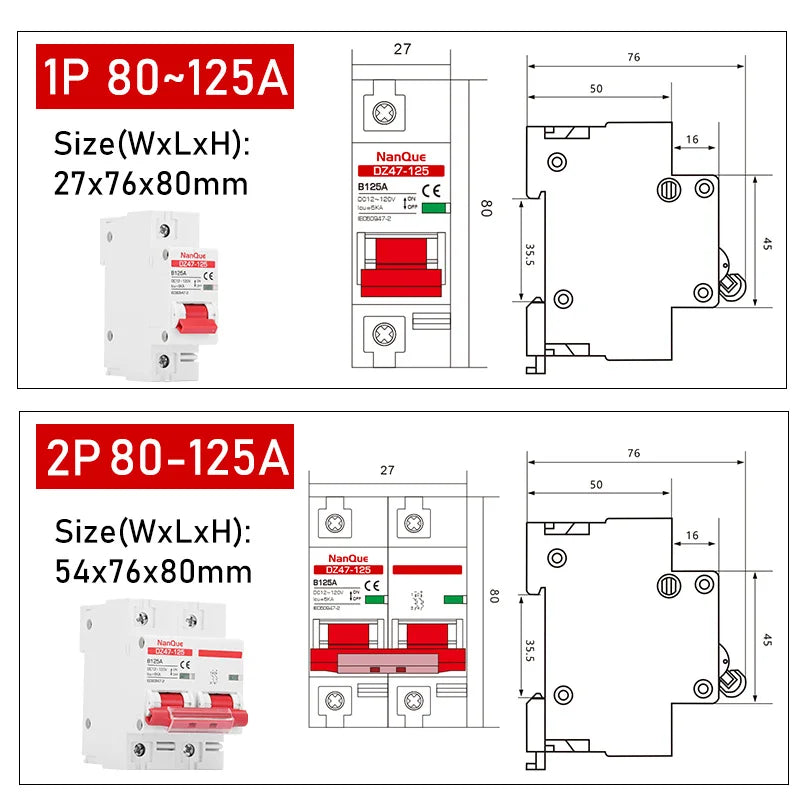 Circuit Breaker Battery Protect Switch Positive Negative Short Circuit 2P / Disjoncteur