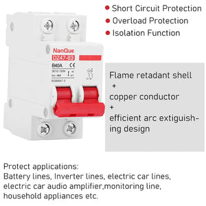 Circuit Breaker Battery Protect Switch Positive Negative Short Circuit 2P / Disjoncteur